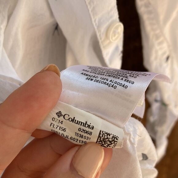 Columbia Cotton Lightweight Performance Fishing Gear Button Up Top Bird Print - Picture 8 of 9